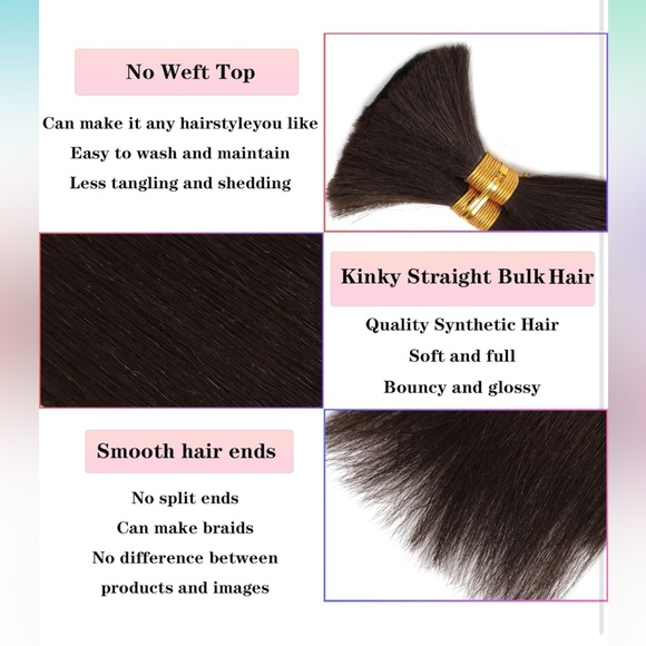 Kinky Straight Bulk Hair for Braiding No Weft - Picture 3 of 5